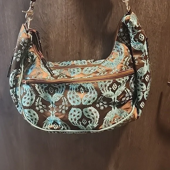 Petunia Pickle Bottom baby chic diaper bag nwot teal/brown vintage - Picture 3 of 11